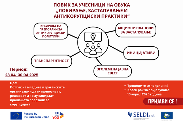 Пријава за учество на обука за „Лобирање, Застапување и Антикорупциски практики“